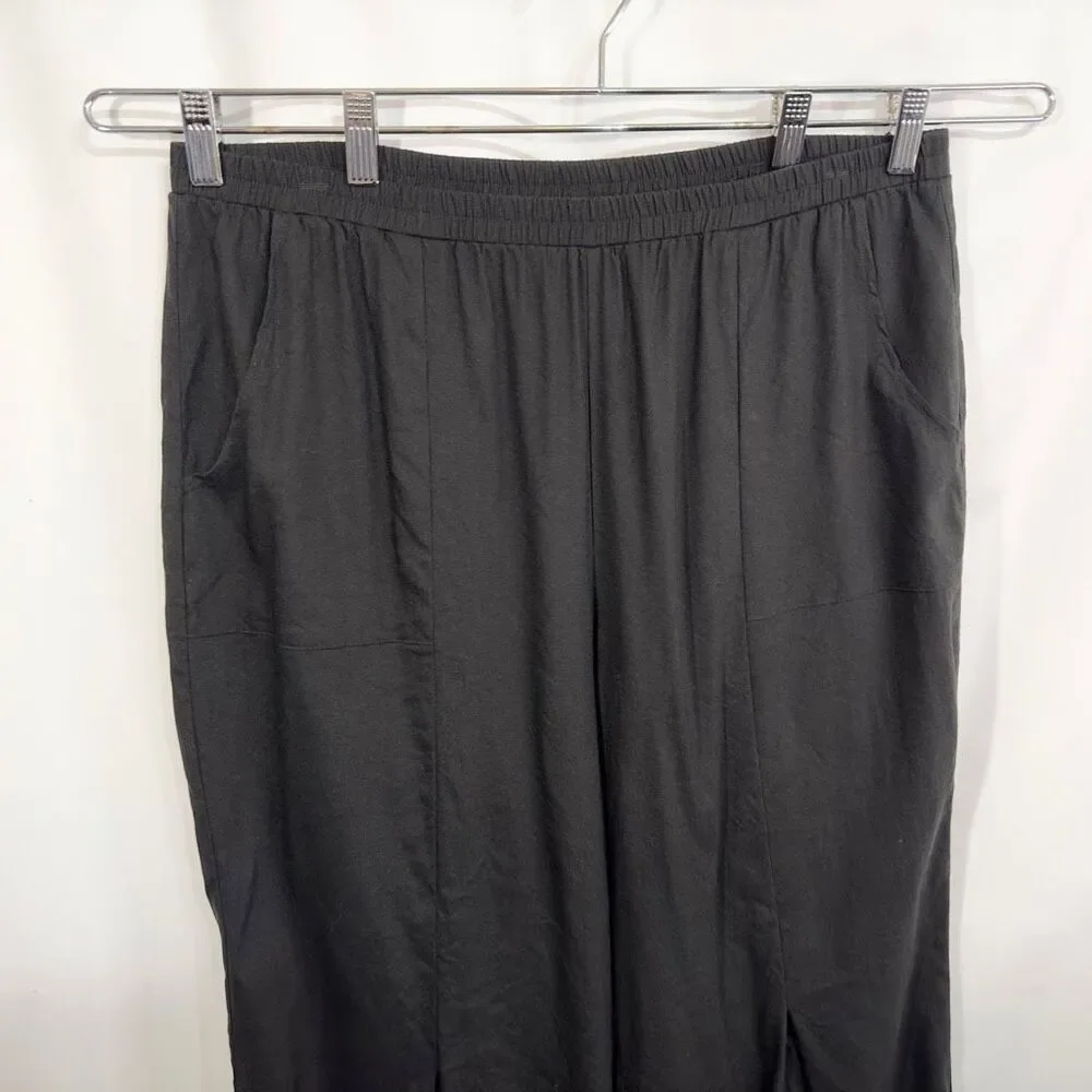 Soft Surroundings‎ Large Capri Pants Black Linen Crop Elastic Waist Pull On 890